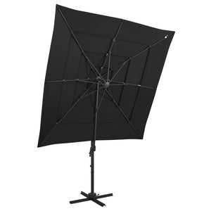 vidaXL Parasol with Aluminum Pole 4-Layer Black 250x250 cm