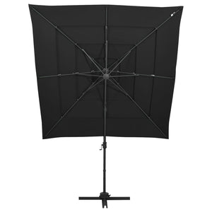 vidaXL Parasol with Aluminum Pole 4-Layer Black 250x250 cm