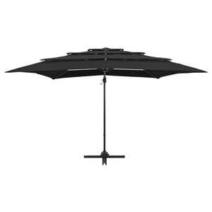 vidaXL Parasol with Aluminum Pole 4-Layer Black 250x250 cm