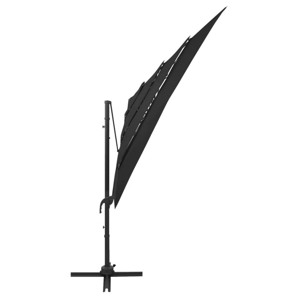vidaXL Parasol with Aluminum Pole 4-Layer Black 250x250 cm