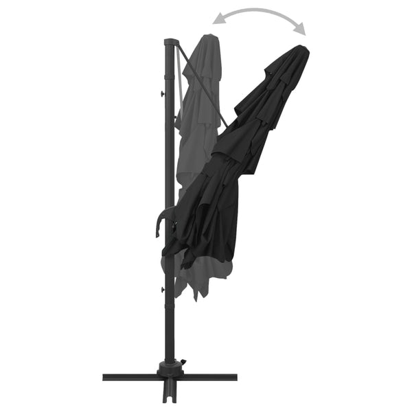 vidaXL Parasol with Aluminum Pole 4-Layer Black 250x250 cm