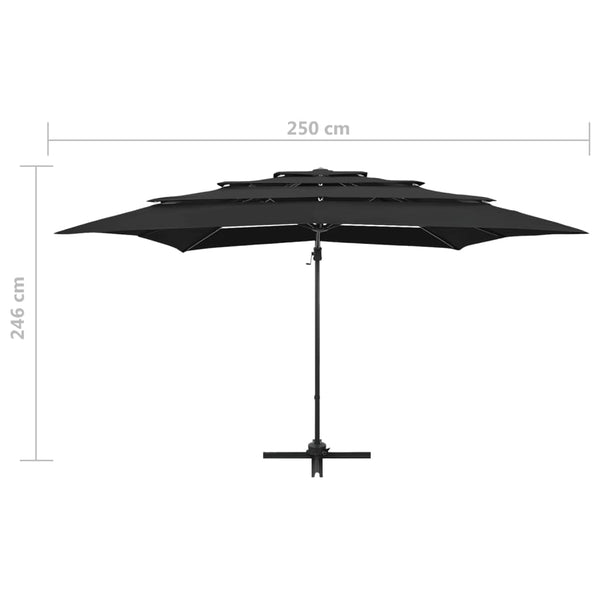 vidaXL Parasol with Aluminum Pole 4-Layer Black 250x250 cm