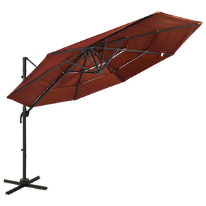 vidaXL 4-Layer Parasol with Aluminum Pole Terracotta Red 3x3 m