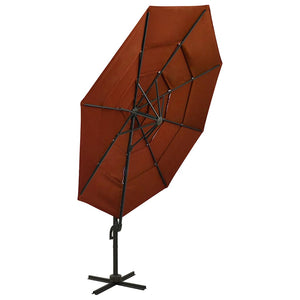 vidaXL 4-Layer Parasol with Aluminum Pole Terracotta Red 3x3 m