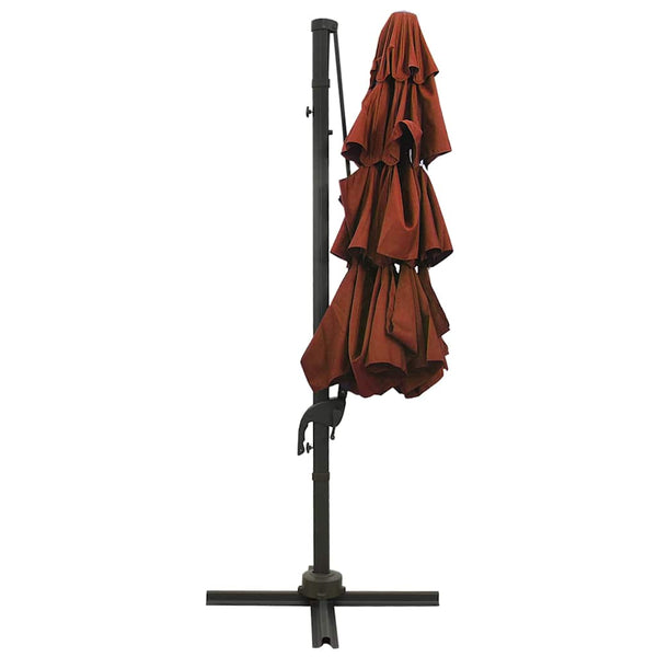 vidaXL 4-Layer Parasol with Aluminum Pole Terracotta Red 3x3 m