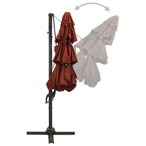 vidaXL 4-Layer Parasol with Aluminum Pole Terracotta Red 3x3 m