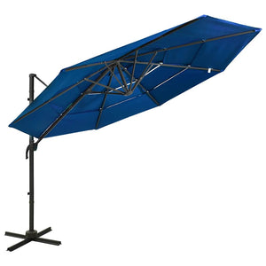 vidaXL Four-Layer Sun Parasol with Aluminum Pole Azure Blue 3x3 m