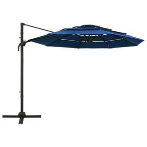 vidaXL Four-Layer Sun Parasol with Aluminum Pole Azure Blue 3x3 m