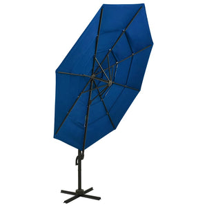 vidaXL Four-Layer Sun Parasol with Aluminum Pole Azure Blue 3x3 m