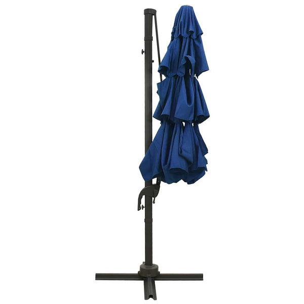 vidaXL Four-Layer Sun Parasol with Aluminum Pole Azure Blue 3x3 m