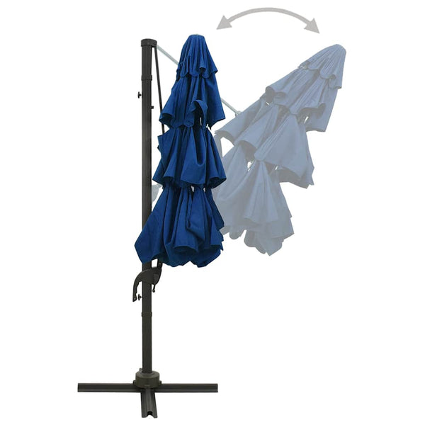 vidaXL Four-Layer Sun Parasol with Aluminum Pole Azure Blue 3x3 m