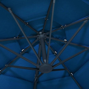 vidaXL Four-Layer Sun Parasol with Aluminum Pole Azure Blue 3x3 m