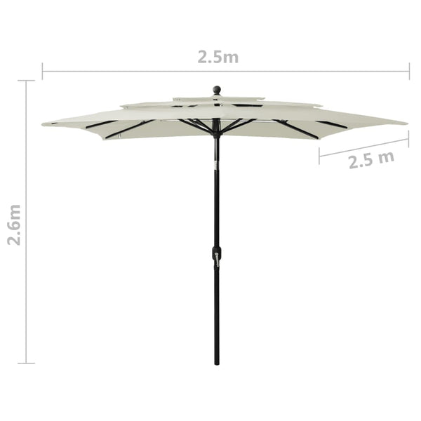 vidaXL Parasol with Aluminum Pole 3-Layer Sand 2.5x2.5 m