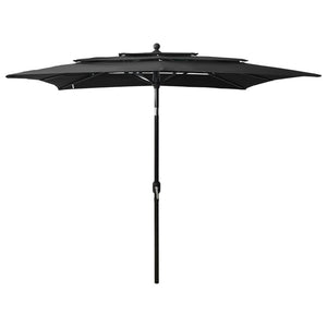 vidaXL Parasol with Aluminum Pole 3-layer Black 2.5x2.5 m