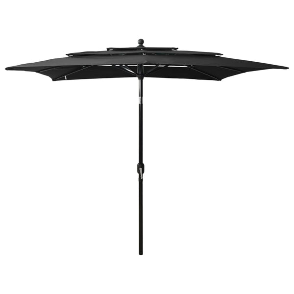 vidaXL Parasol with Aluminum Pole 3-layer Black 2.5x2.5 m