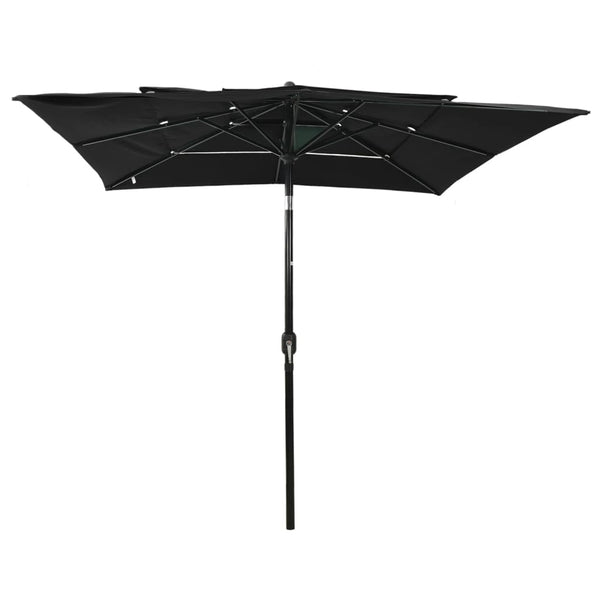 vidaXL Parasol with Aluminum Pole 3-layer Black 2.5x2.5 m