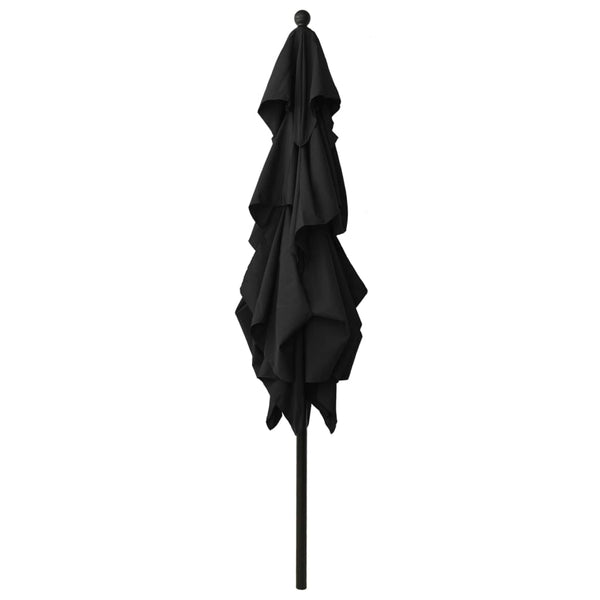 vidaXL Parasol with Aluminum Pole 3-layer Black 2.5x2.5 m