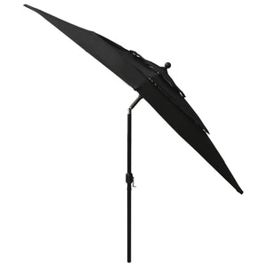 vidaXL Parasol with Aluminum Pole 3-layer Black 2.5x2.5 m