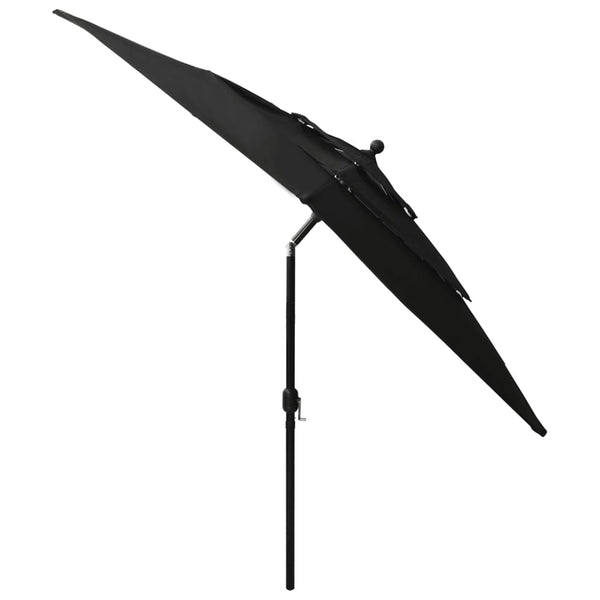 vidaXL Parasol with Aluminum Pole 3-layer Black 2.5x2.5 m