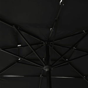 vidaXL Parasol with Aluminum Pole 3-layer Black 2.5x2.5 m