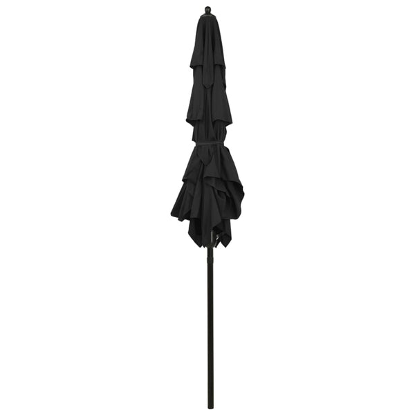 vidaXL Parasol with Aluminum Pole 3-Layer Black 2x2 m