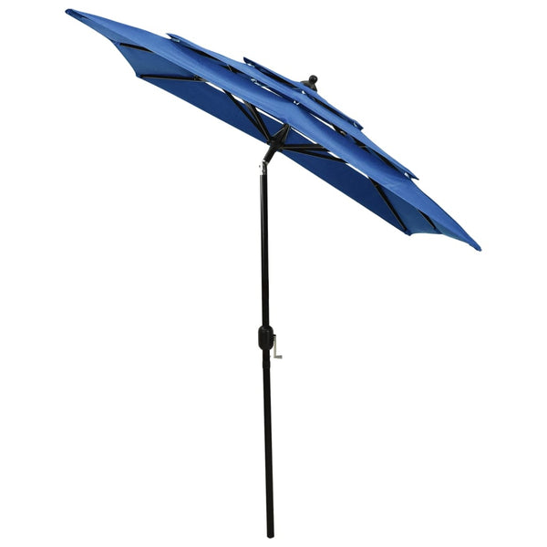 vidaXL Parasol with Aluminum Pole 3-Layer Azure Blue 2x2 m