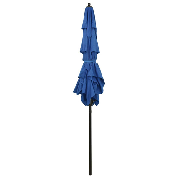 vidaXL Parasol with Aluminum Pole 3-Layer Azure Blue 2x2 m