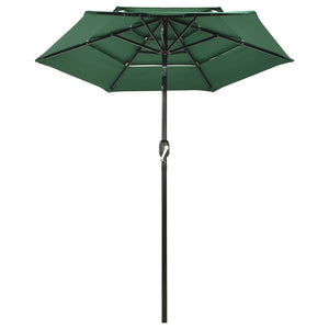 vidaXL Parasol with Aluminum Pole 3-Layer Green 2 m