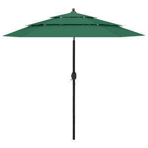 vidaXL 3-Layer Green Parasol with Aluminium Pole 2.5 m
