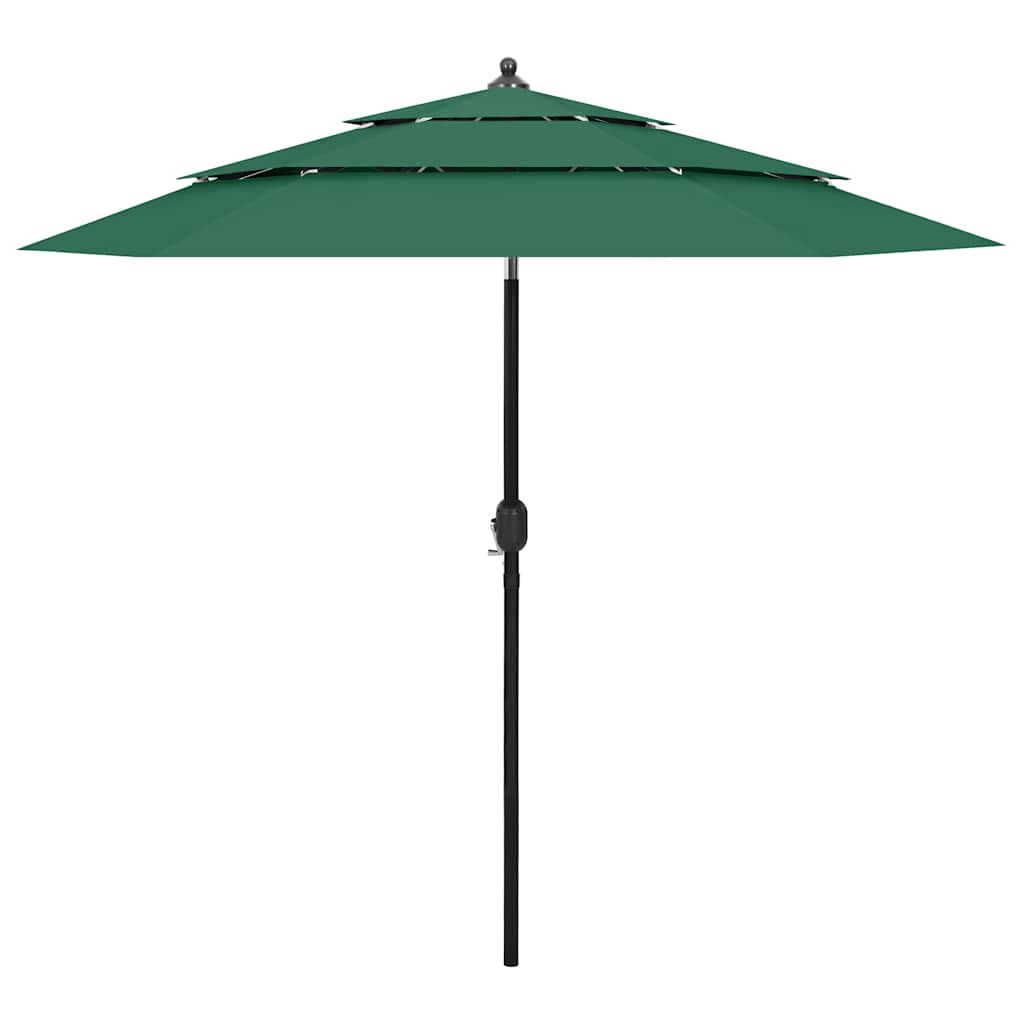 vidaXL 3-Layer Green Parasol with Aluminium Pole 2.5 m
