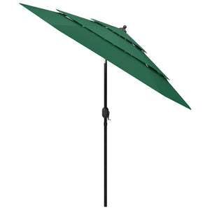 vidaXL 3-Layer Green Parasol with Aluminium Pole 2.5 m