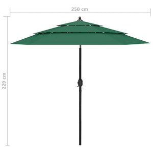 vidaXL 3-Layer Green Parasol with Aluminium Pole 2.5 m