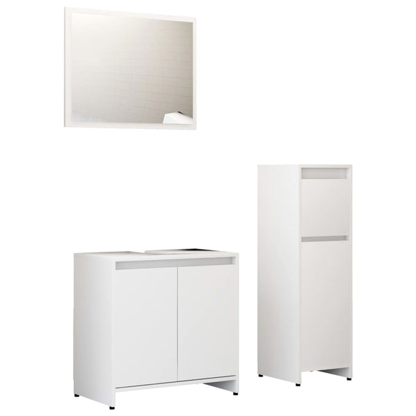 vidaXL 3-Piece Bathroom Furniture Set White Engineered Wood