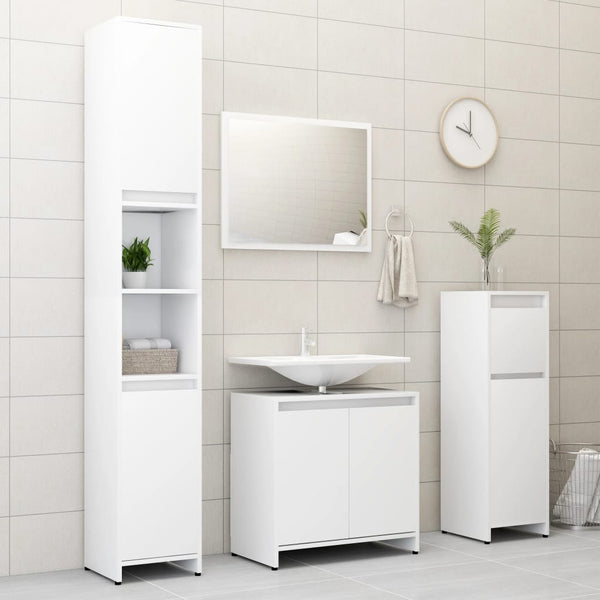 vidaXL 3-Piece Bathroom Furniture Set White Engineered Wood
