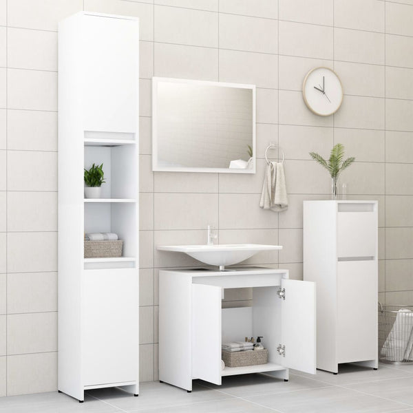 vidaXL 3-Piece Bathroom Furniture Set White Engineered Wood