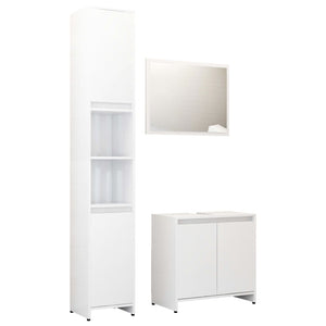vidaXL 3-Piece Bathroom Furniture Set High Gloss White Engineered Wood