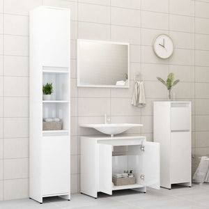 vidaXL 3-Piece Bathroom Furniture Set High Gloss White Engineered Wood