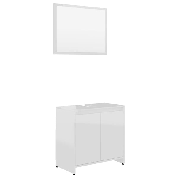 vidaXL 3-Piece Bathroom Furniture Set High Gloss White Engineered Wood