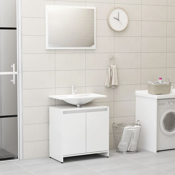 vidaXL 3-Piece Bathroom Furniture Set High Gloss White Engineered Wood