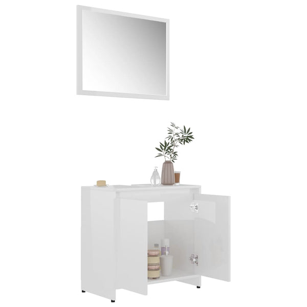 vidaXL 3-Piece Bathroom Furniture Set High Gloss White Engineered Wood