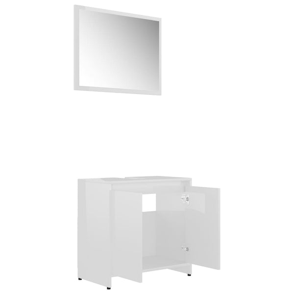 vidaXL 3-Piece Bathroom Furniture Set High Gloss White Engineered Wood