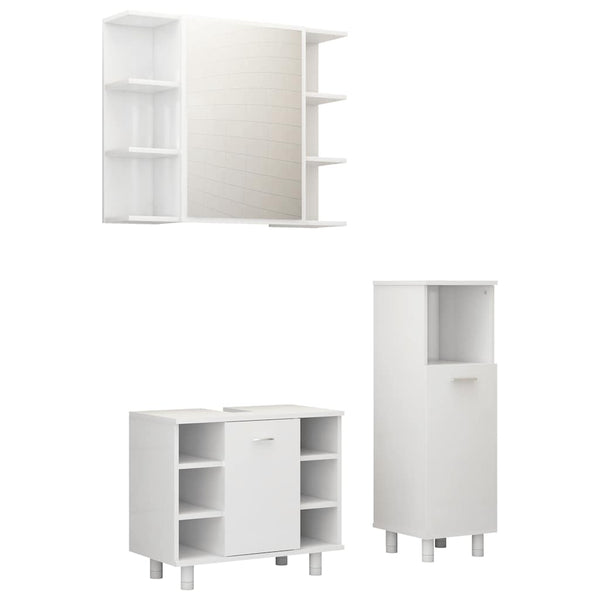 vidaXL 3-Piece Bathroom Furniture Set White Engineered Wood