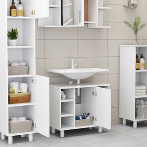 vidaXL 3-Piece Bathroom Furniture Set White Engineered Wood