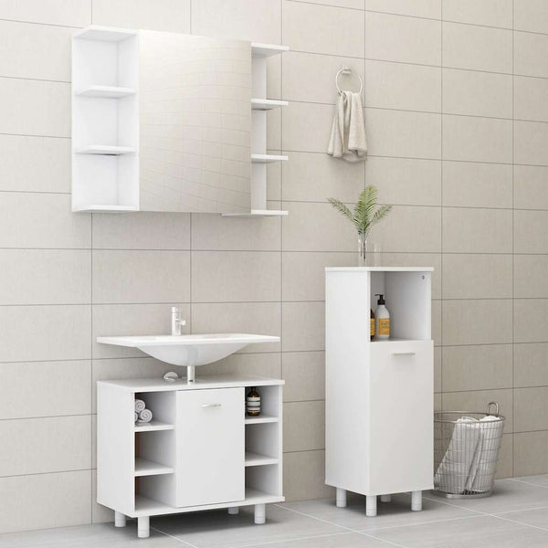 vidaXL 3-Piece Bathroom Furniture Set White Engineered Wood