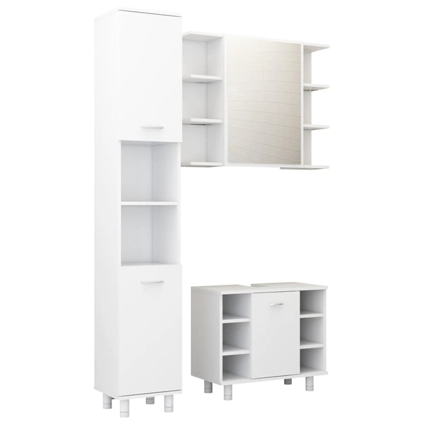 vidaXL 3-Piece Bathroom Furniture Set White Engineered Wood