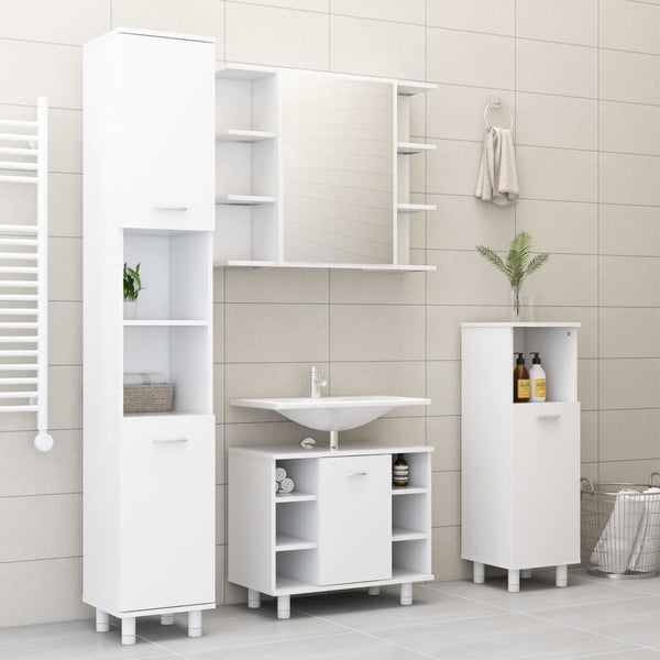 vidaXL 3-Piece Bathroom Furniture Set White Engineered Wood