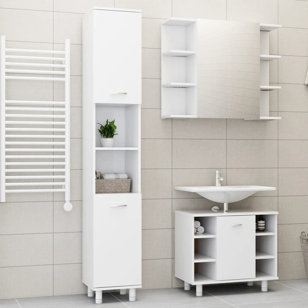 vidaXL 3-Piece Bathroom Furniture Set White Engineered Wood