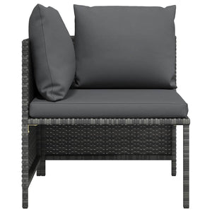 Modulares Ecksofa mit Kissen Grau Poly Rattan