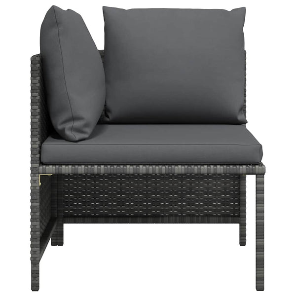 Modulares Ecksofa mit Kissen Grau Poly Rattan