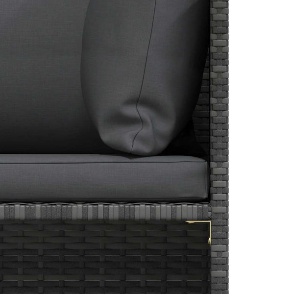 vidaXL 3-Seater Garden Sofa with Cushions Grey Poly Rattan